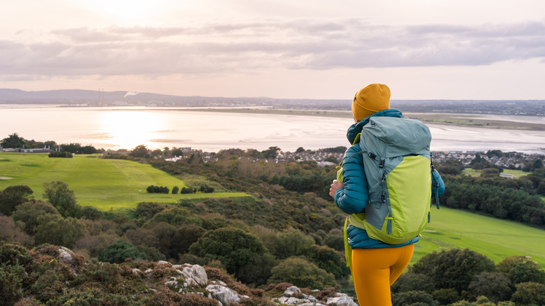 Person with backpack in Ireland