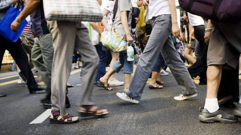 Busy pedestrian crossing