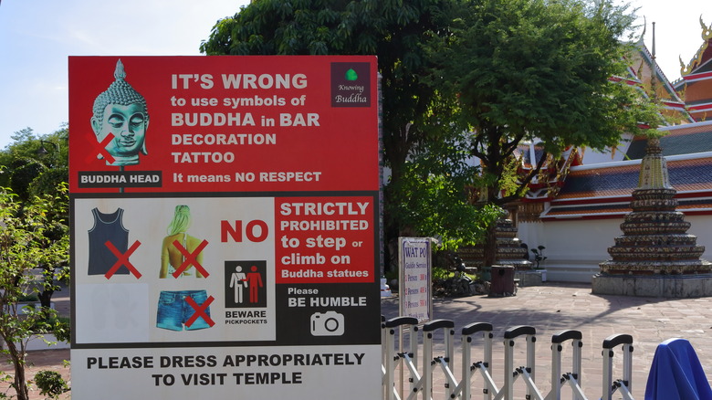 Buddhist temple conduct signage