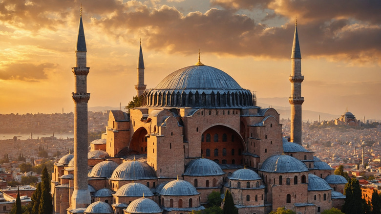 The magnificent Hagia Sophia at sunset