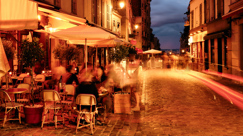 outdoor café at night