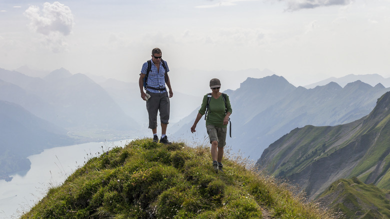 two peoples hiking