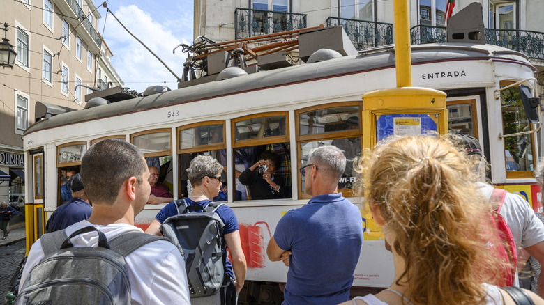 packed Tram 28 carriage