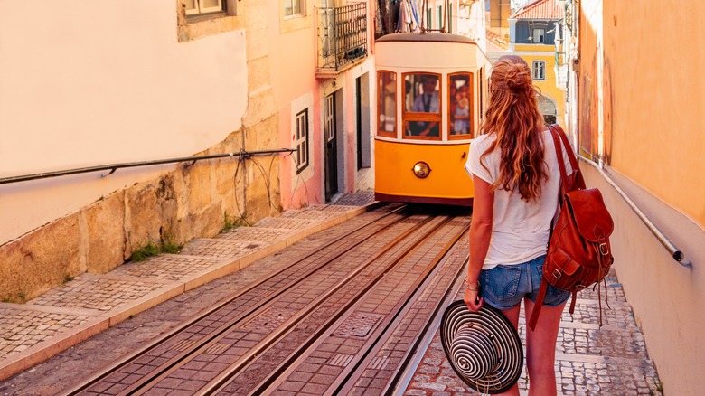 woman on street of Lisbon