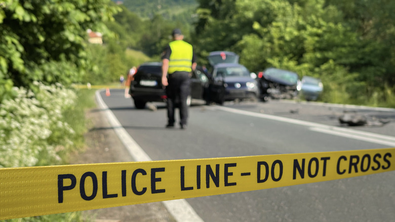 police tape near car accident