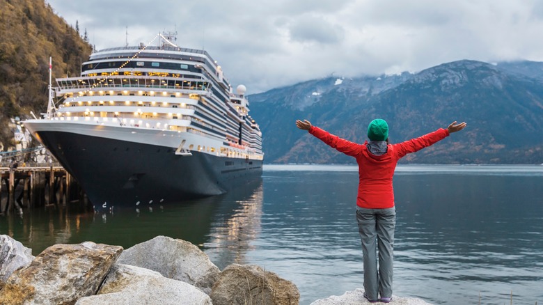 Cruiser looking at cruise ship