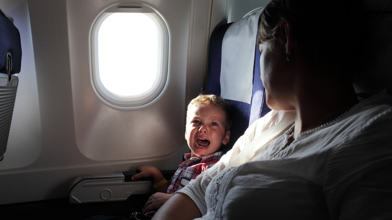 Crying child on plane