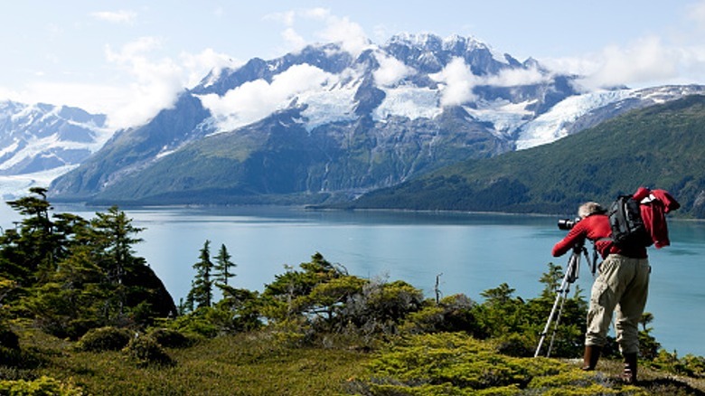 Man photographing Prince William Sound