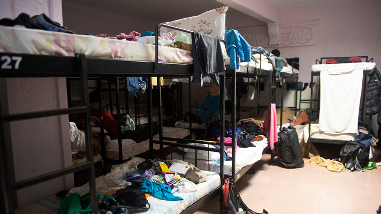 Cluttered dorm room