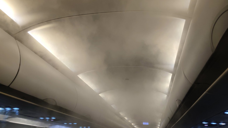 airplane cabin with fog 