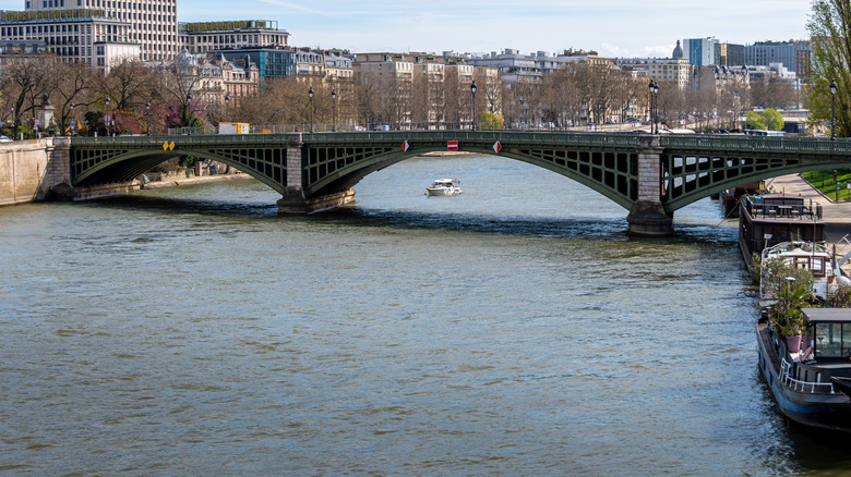 Seine River boats and bridge