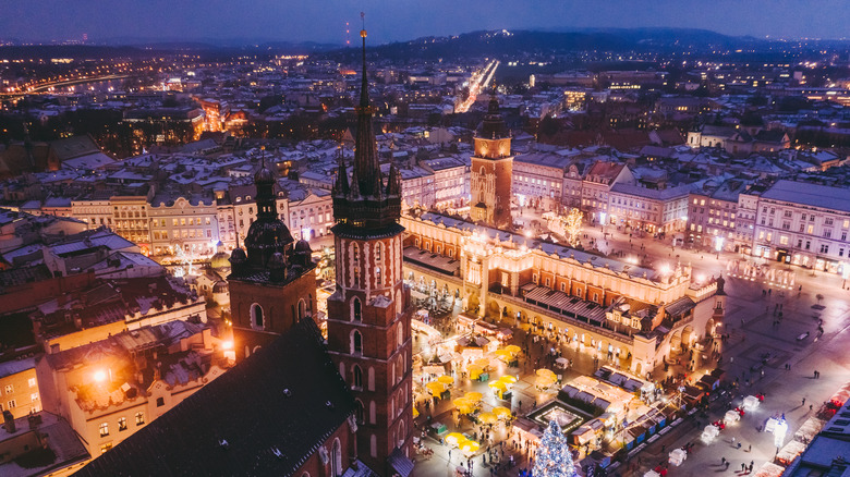 view of Krakow Christmas markets