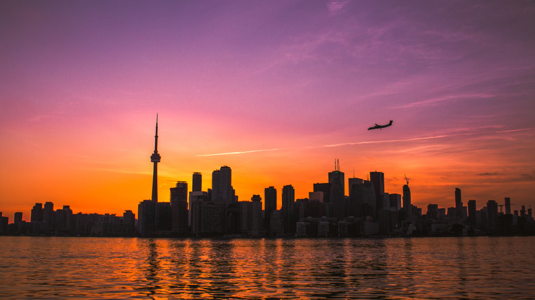 Flying into Toronto at sunset