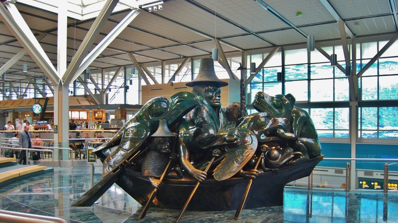 Indigenious art in Vancouver Airport