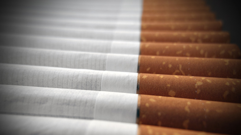 a line of cigarettes