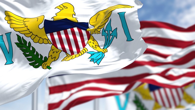 US Virgin Islands and USA flags