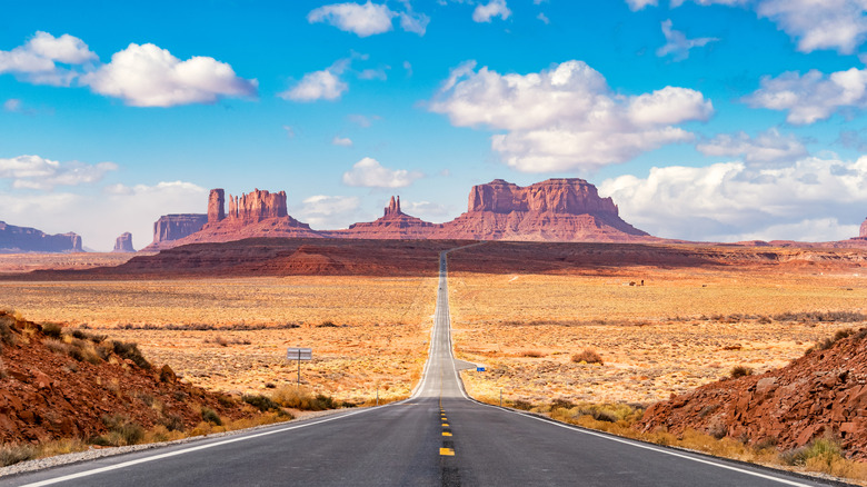 road with Monument Valley in distance