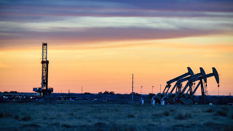 Drilling rig in Permian Basin at sunset