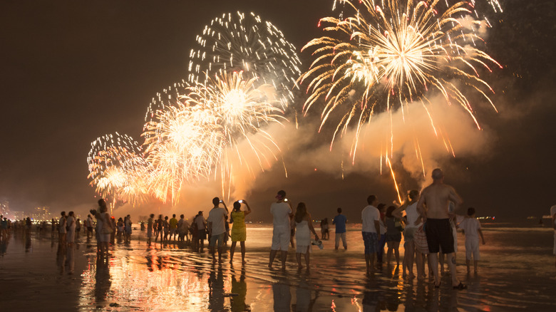 fireworks on Copacabana beach