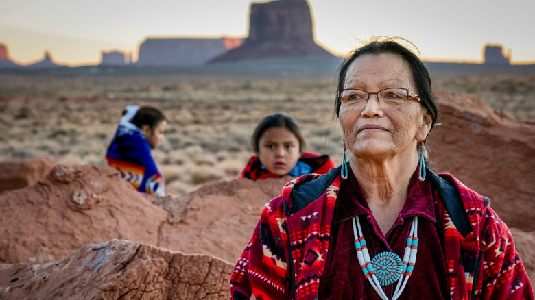 Native American woman with mesas