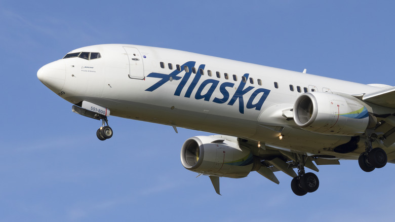 Alaska Airlines plane in flight