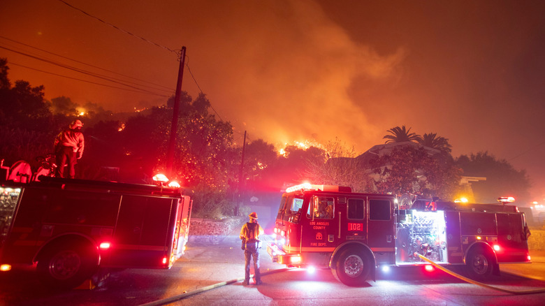 fire fighters fight the blaze