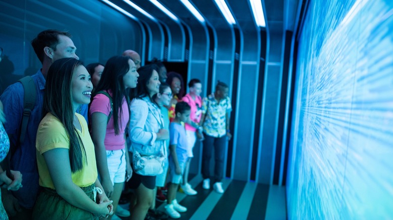 Guests at the TRON ride