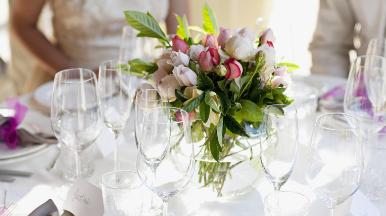 flowers at a table