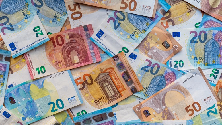 10, 20, and 50 Euro bills