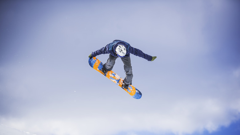 Snowboarder catching big air