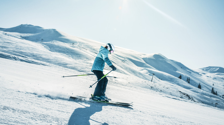 Woman skiing in Tahoe