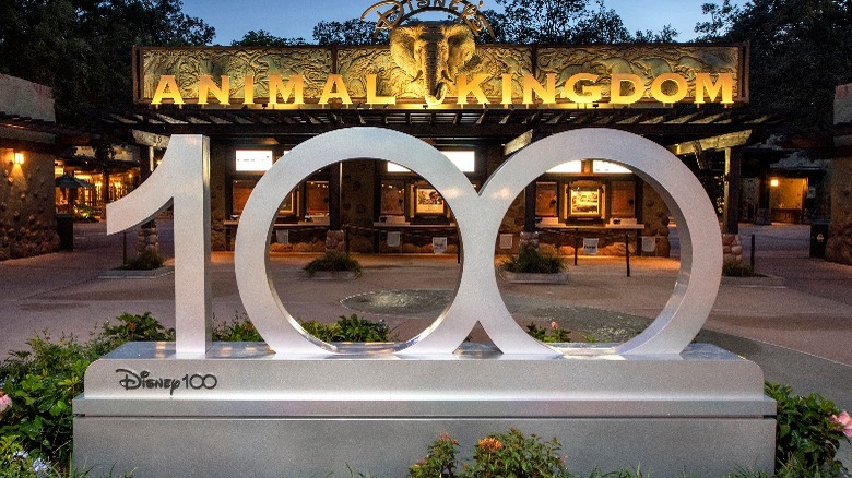 Disney100 sculpture at Animal Kingdom