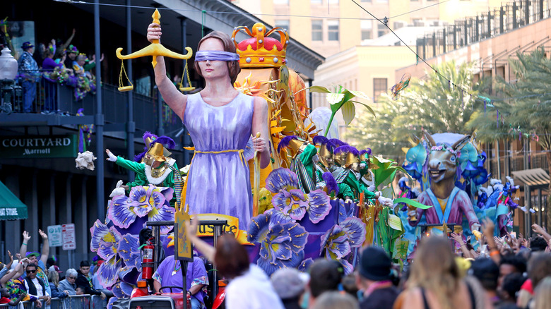 Lady Justice on parade float