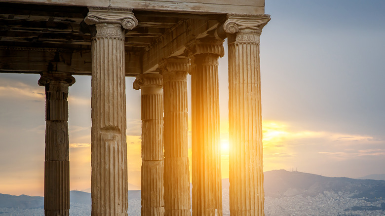 Acropolis monument at sunset
