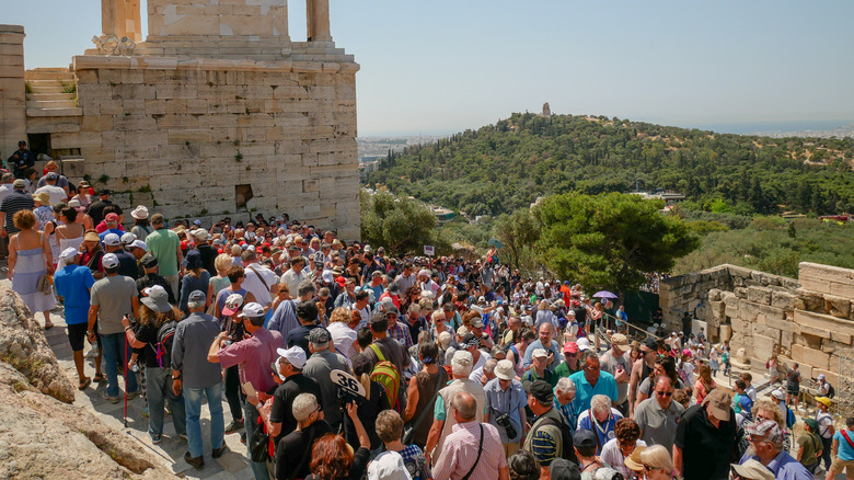 Very busy Acropolis in April 2018